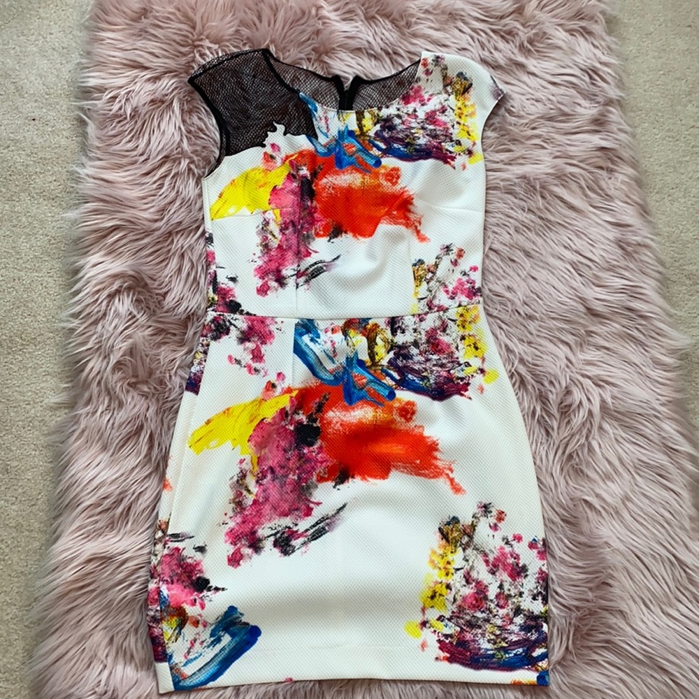 Sachin and Babi Watercolor Mesh Dress